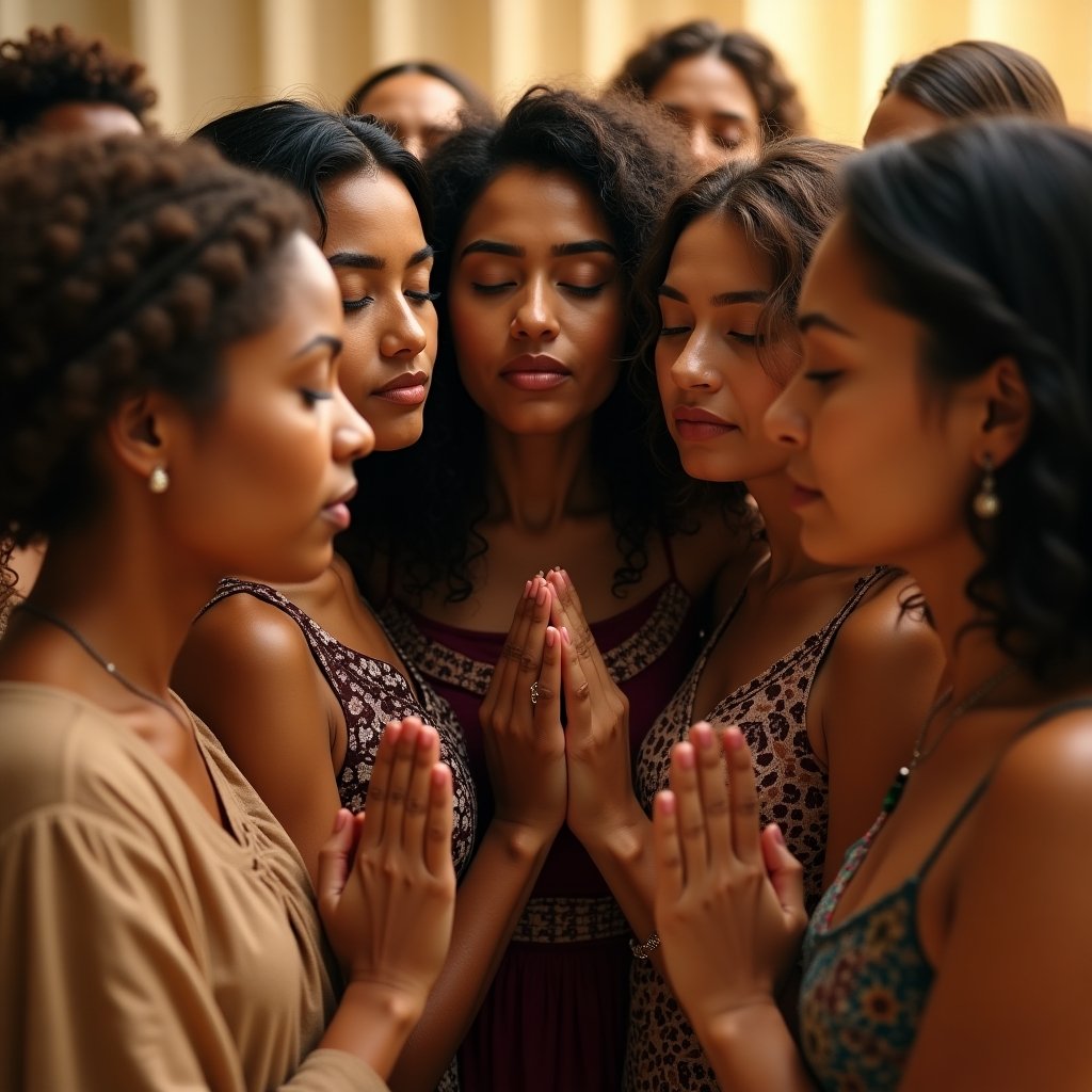Mulheres compartilhando frases de consolo em Deus durante momento de oração e comunhão