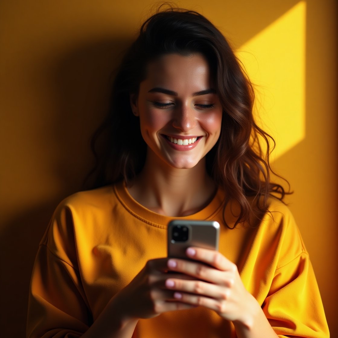 Mulher compartilhando mensagens cristãs pelo celular com amor e esperança, Mensagens Cristãs Para Compartilhar Amor e Esperança