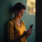 Pessoa compartilhando mensagens cristãs curtas pelo celular com amor e esperança