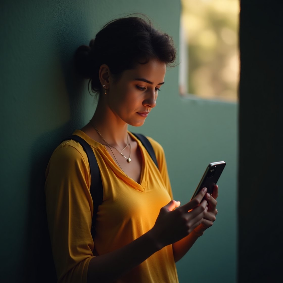 Pessoa compartilhando mensagens cristãs curtas pelo celular com amor e esperança
