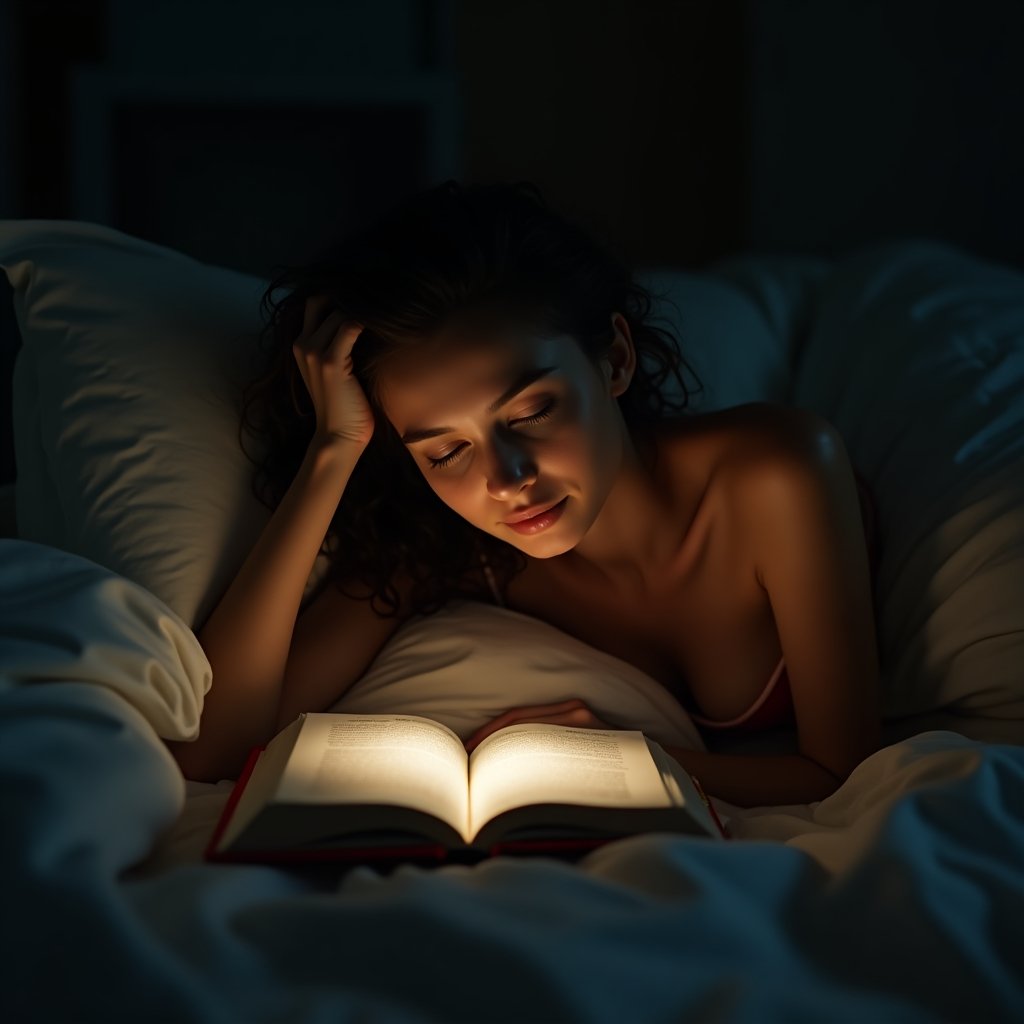 Mulher orando com frases cristãs curtas para noite em ambiente sereno e paz interior