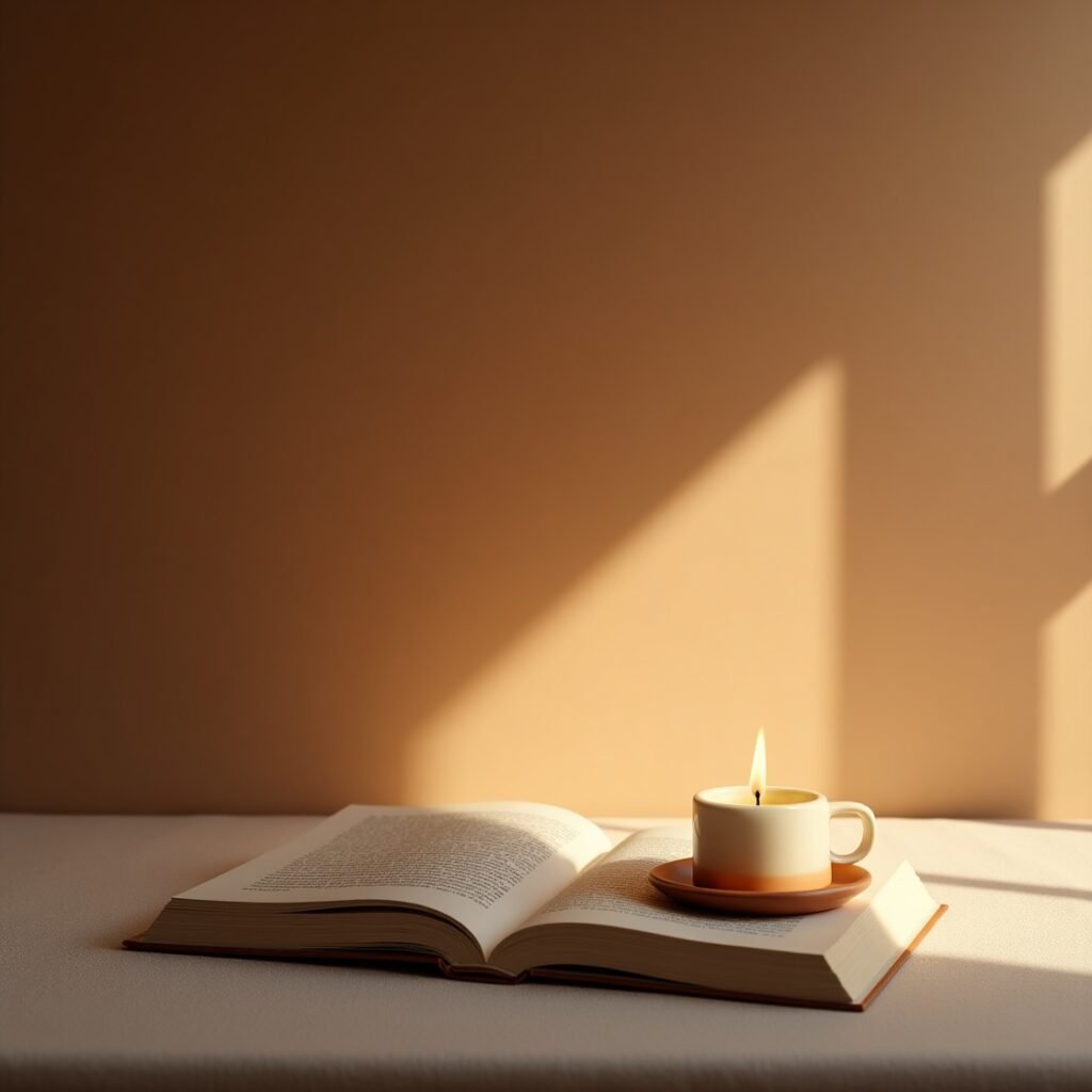 Bíblia aberta na mesa de cabeceira preparada para leitura de versículo de boa noite