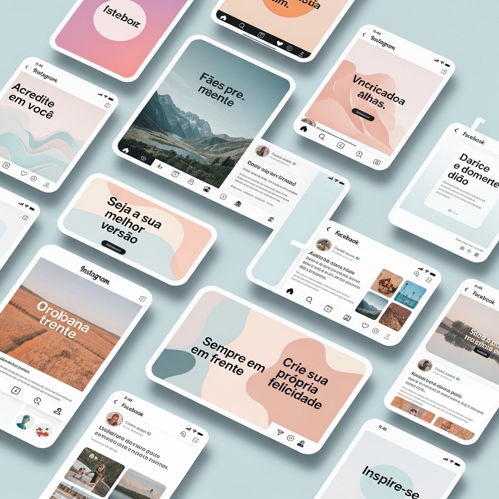 Montagem de redes sociais exibindo várias frases cristãs para biografia em diferentes plataformas