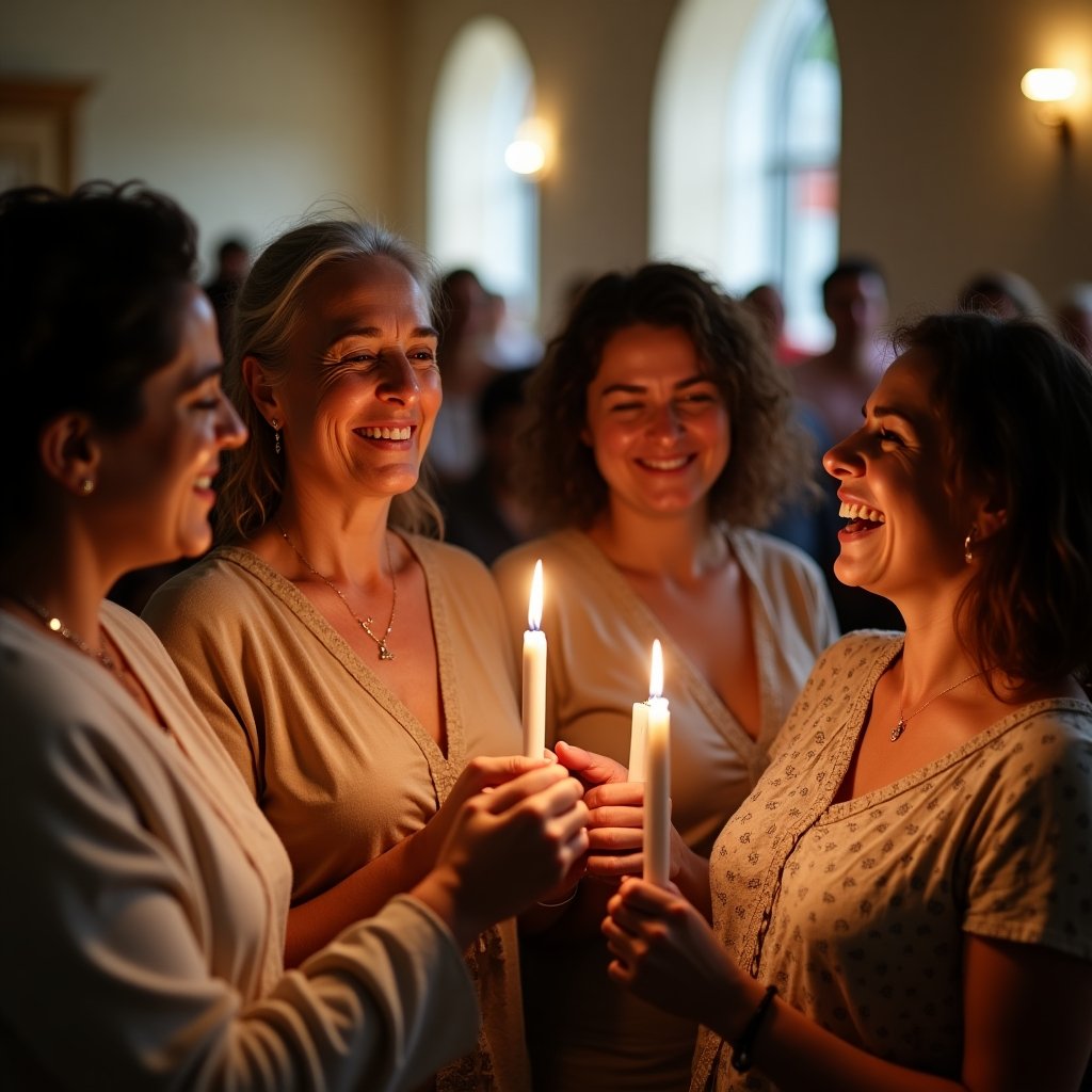 Mulheres cristãs compartilhando frases de fé e prosperidade em comunhão