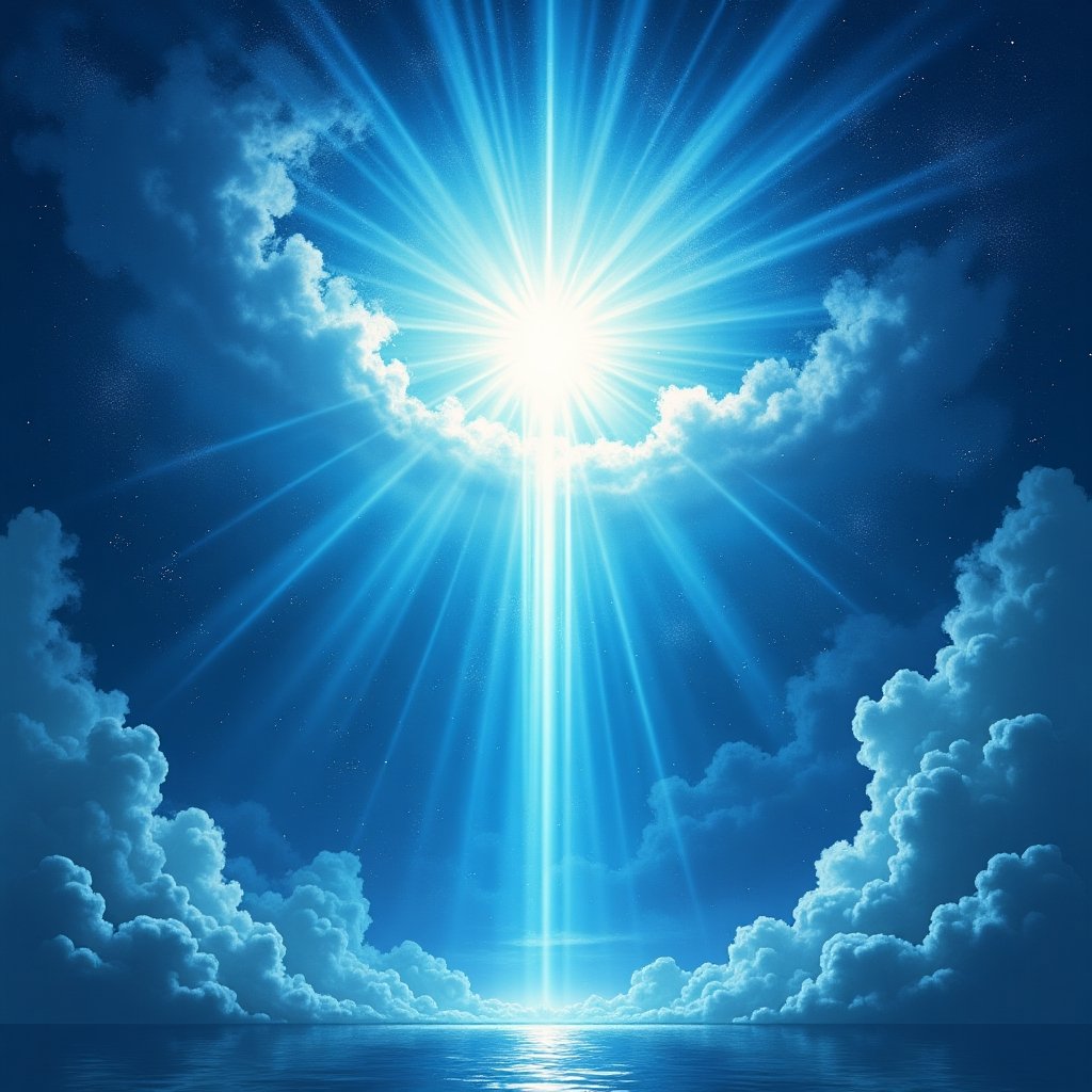 Mãos em oração poderosa para alcançar milagres com luz celestial
