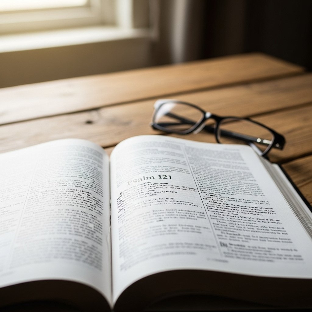 Bíblia aberta no salmo 121 explicação para estudo detalhado dos versículos sobre proteção divina