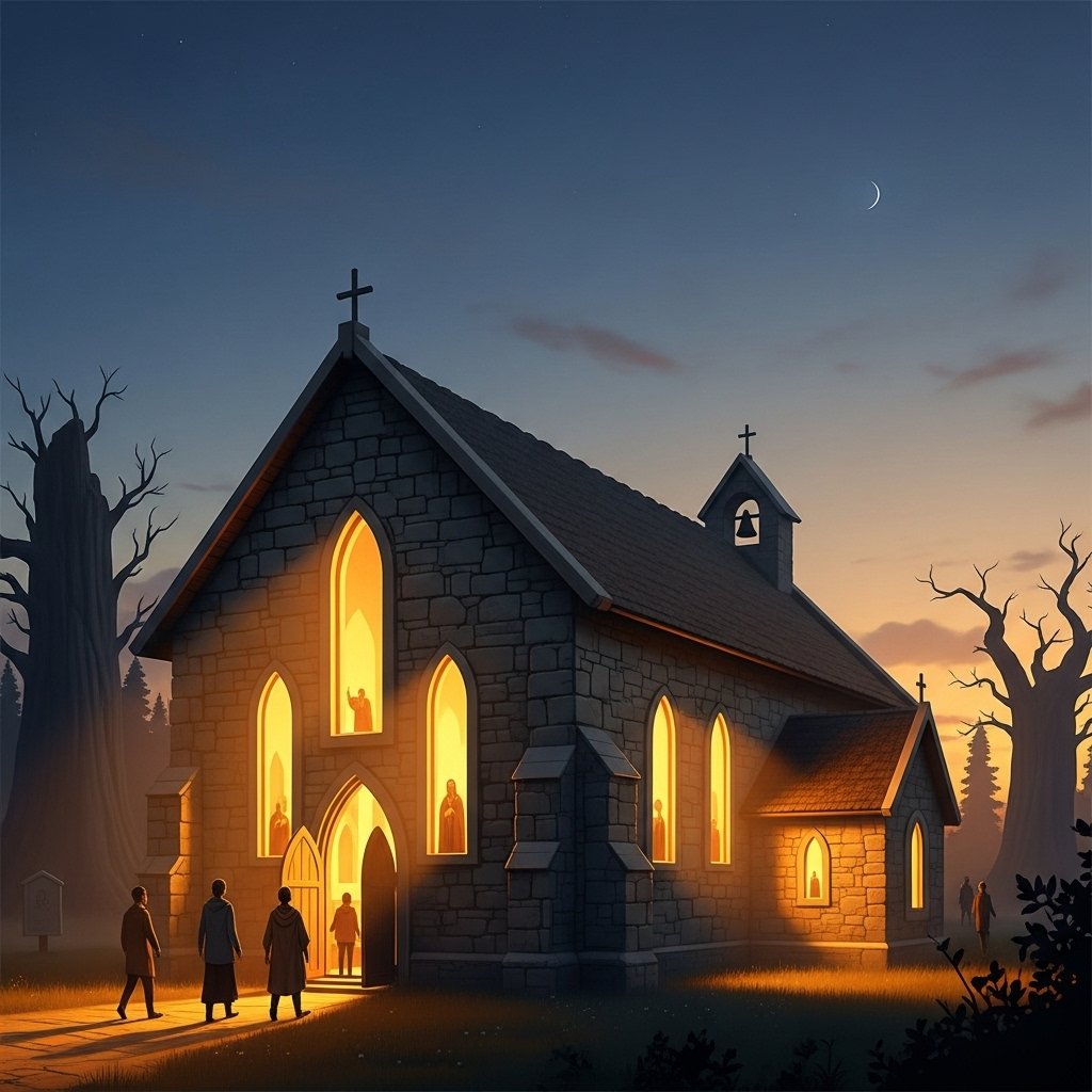 Igreja ao entardecer simbolizando como o Salmo 70 significado conecta oração individual com comunidade de fé cristã