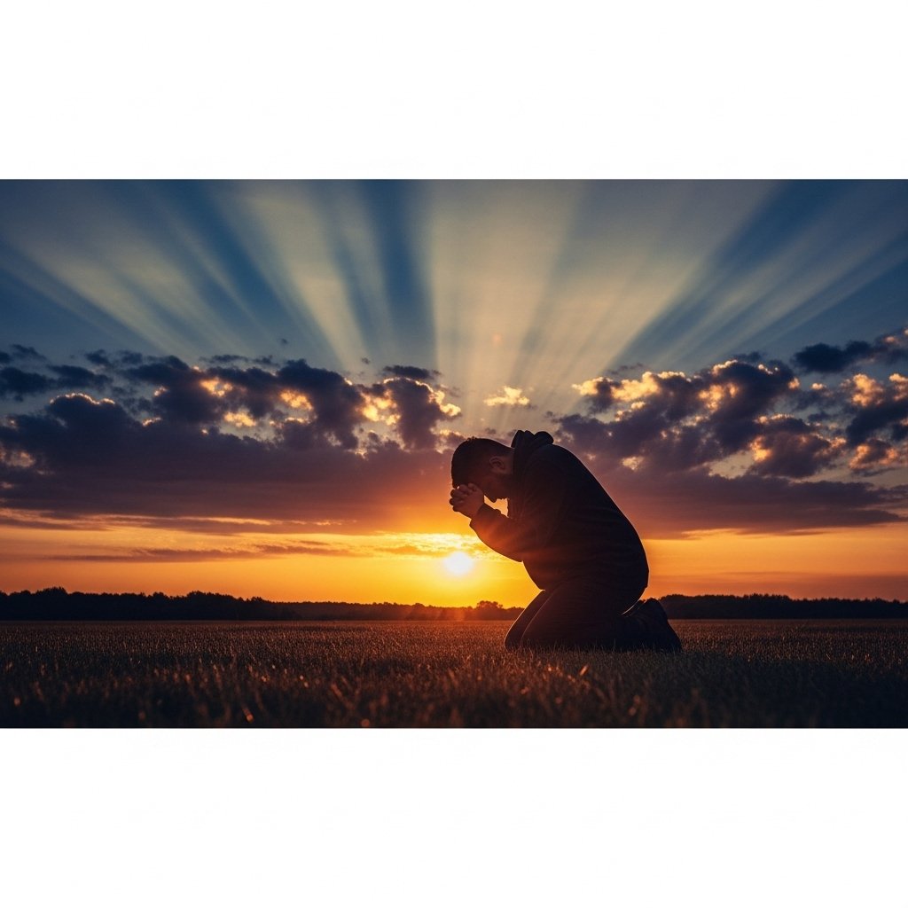 Pessoa orando ao amanhecer representando o Salmo 70 significado como clamor urgente de socorro a Deus