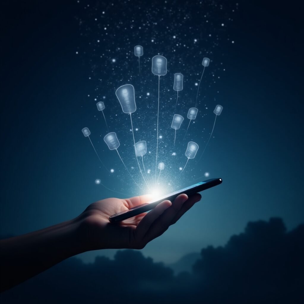 Múltiplas telas exibindo versículo bíblico da noite para status espalhando luz e esperança através das redes sociais digitais