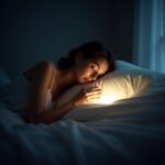 Versículo da noite com mensagem bíblica sendo lido por mulher em momento de meditação espiritual