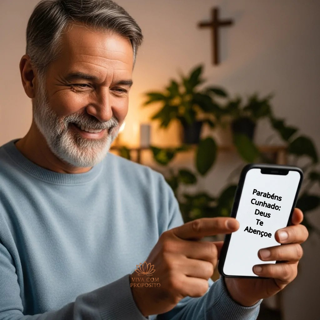 Cunhado feliz recebendo mensagem parabéns cunhado Deus te abençoe pelo WhatsApp