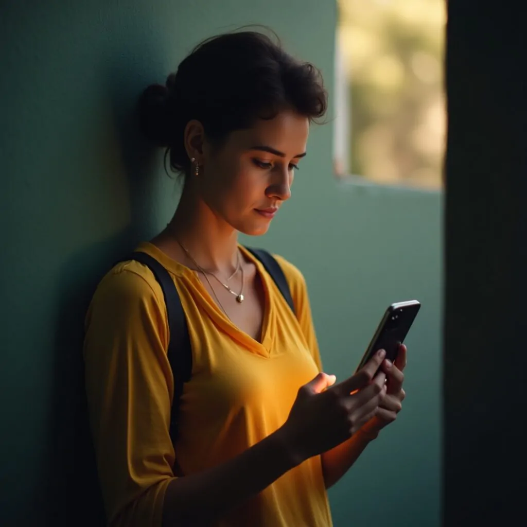 Pessoa compartilhando mensagens cristãs curtas pelo celular com amor e esperança